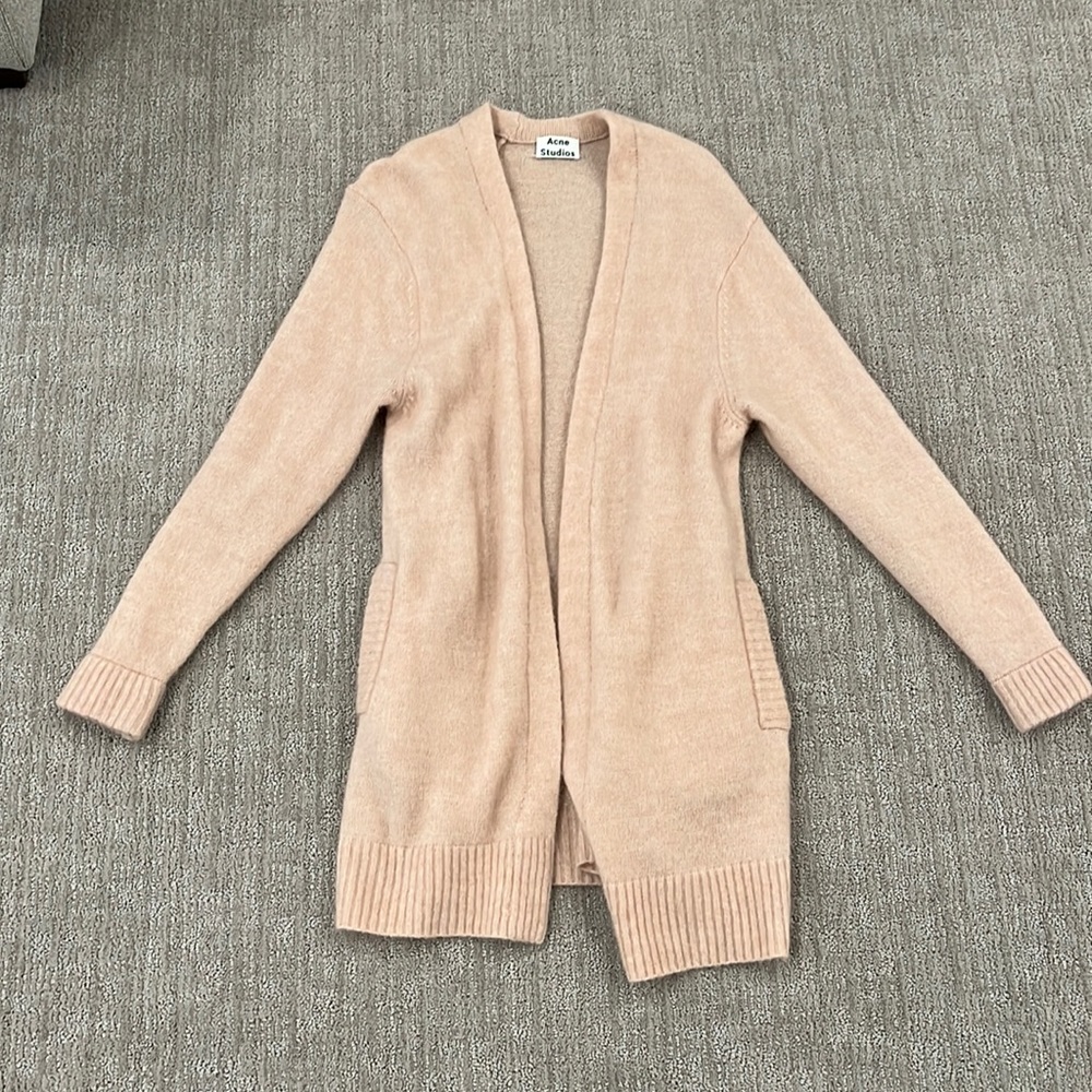 Acne Women's Cardigan in Light Pink Blush Mohair Wool